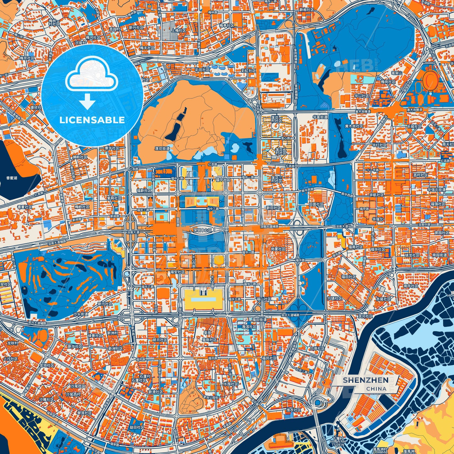 Canvas Print Template of Shenzhen Street Map