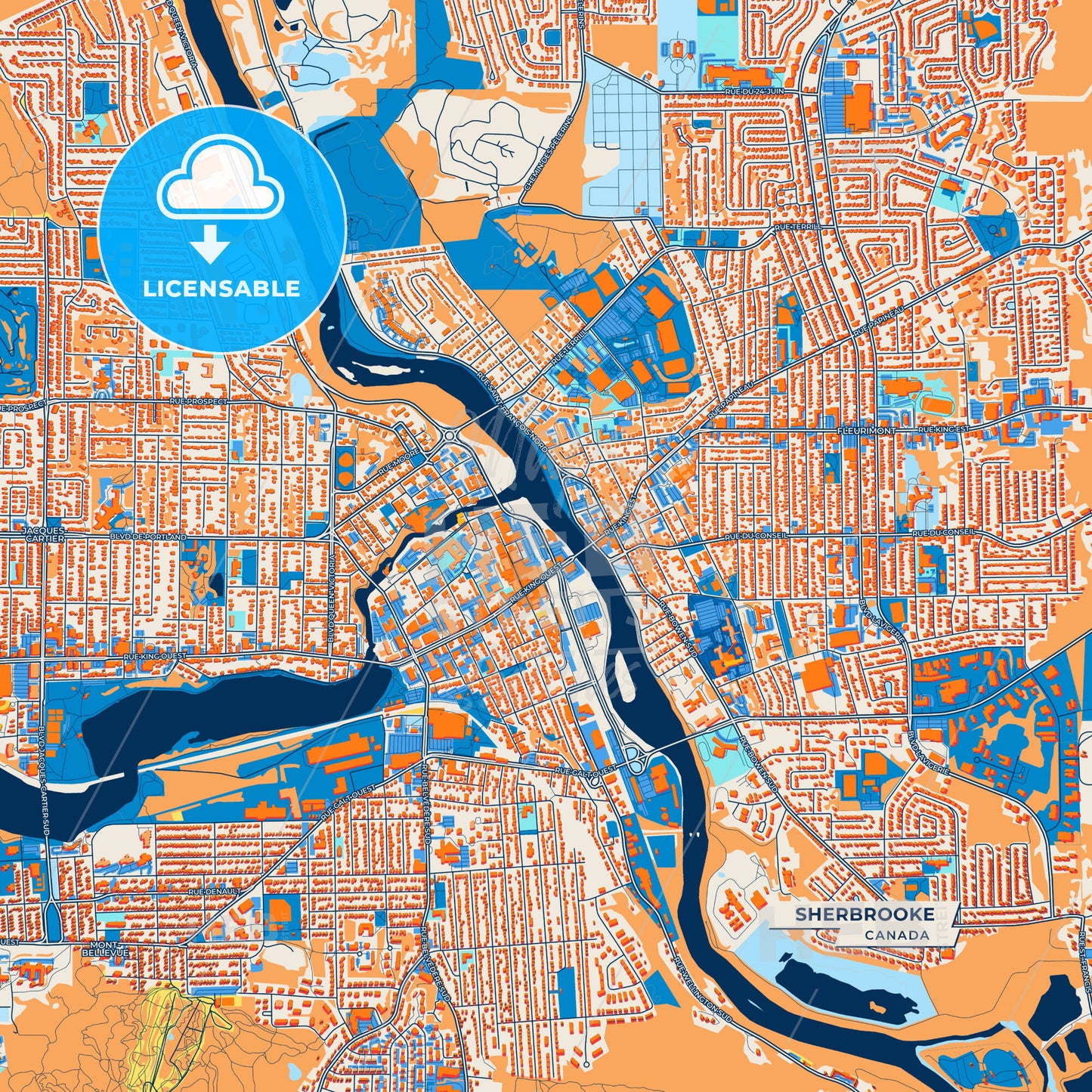 Canvas Print Template of Sherbrooke Street Map