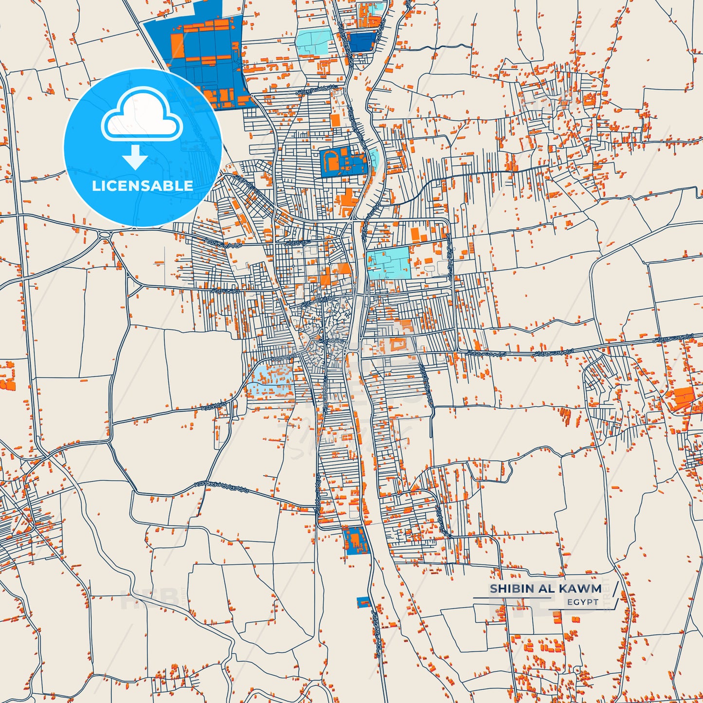 Canvas Print Template of Shibin al Kawm Street Map