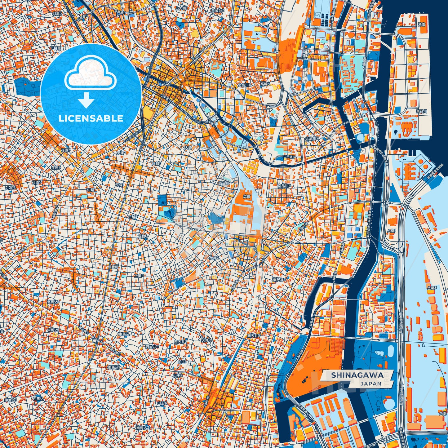 Canvas Print Template of Shinagawa Street Map
