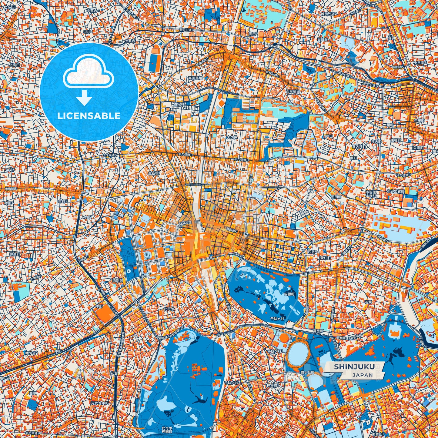 Canvas Print Template of Shinjuku Street Map
