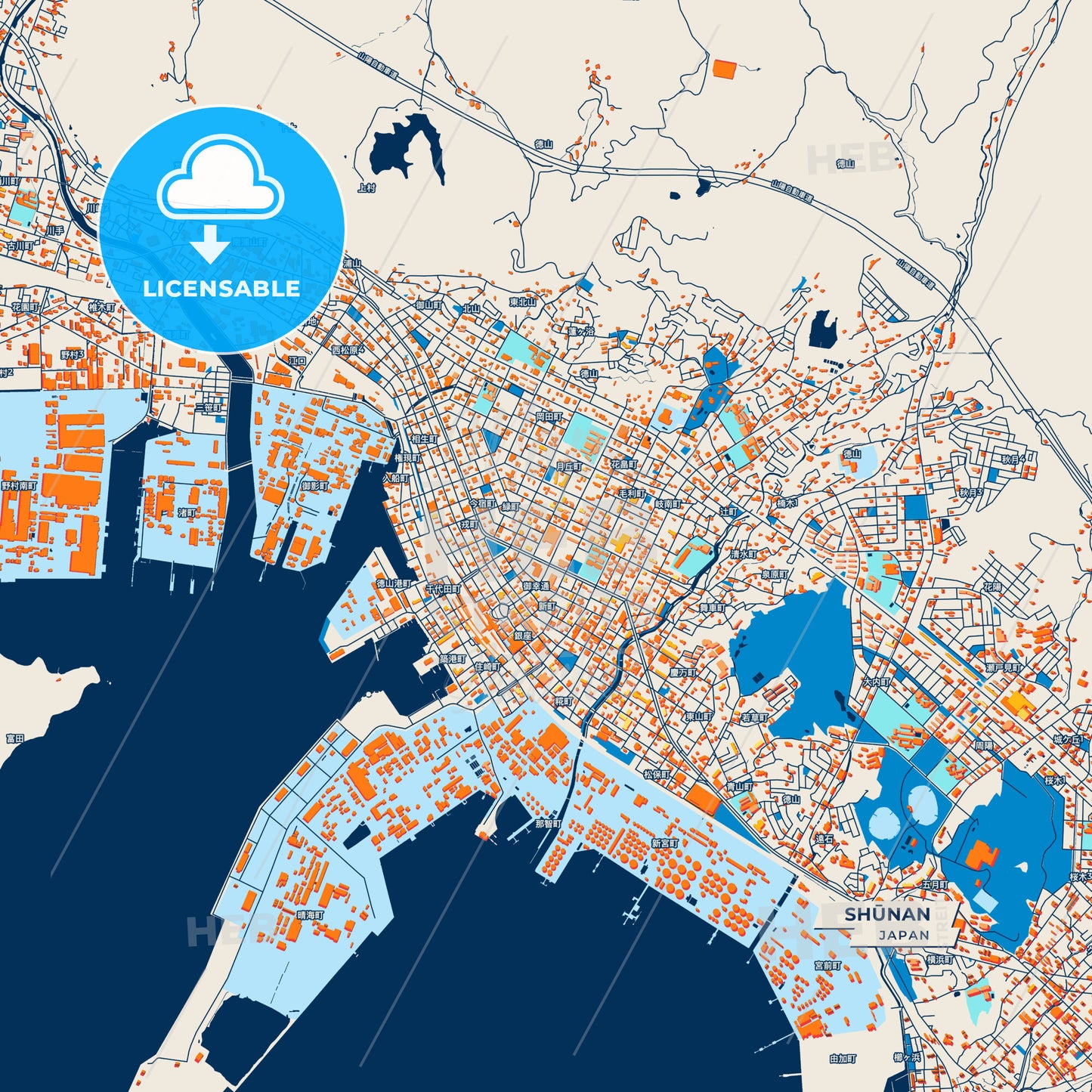 Canvas Print Template of Shūnan Street Map