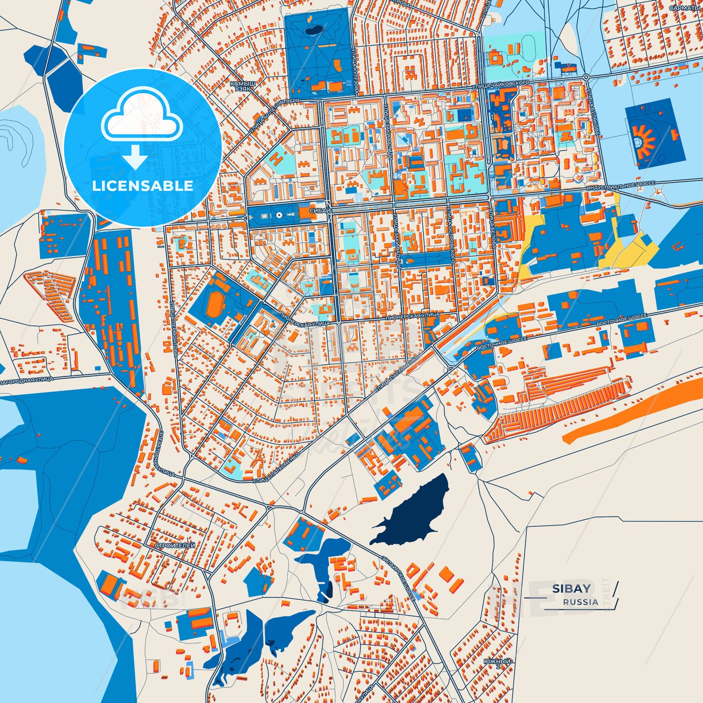 Canvas Print Template of Sibay Street Map
