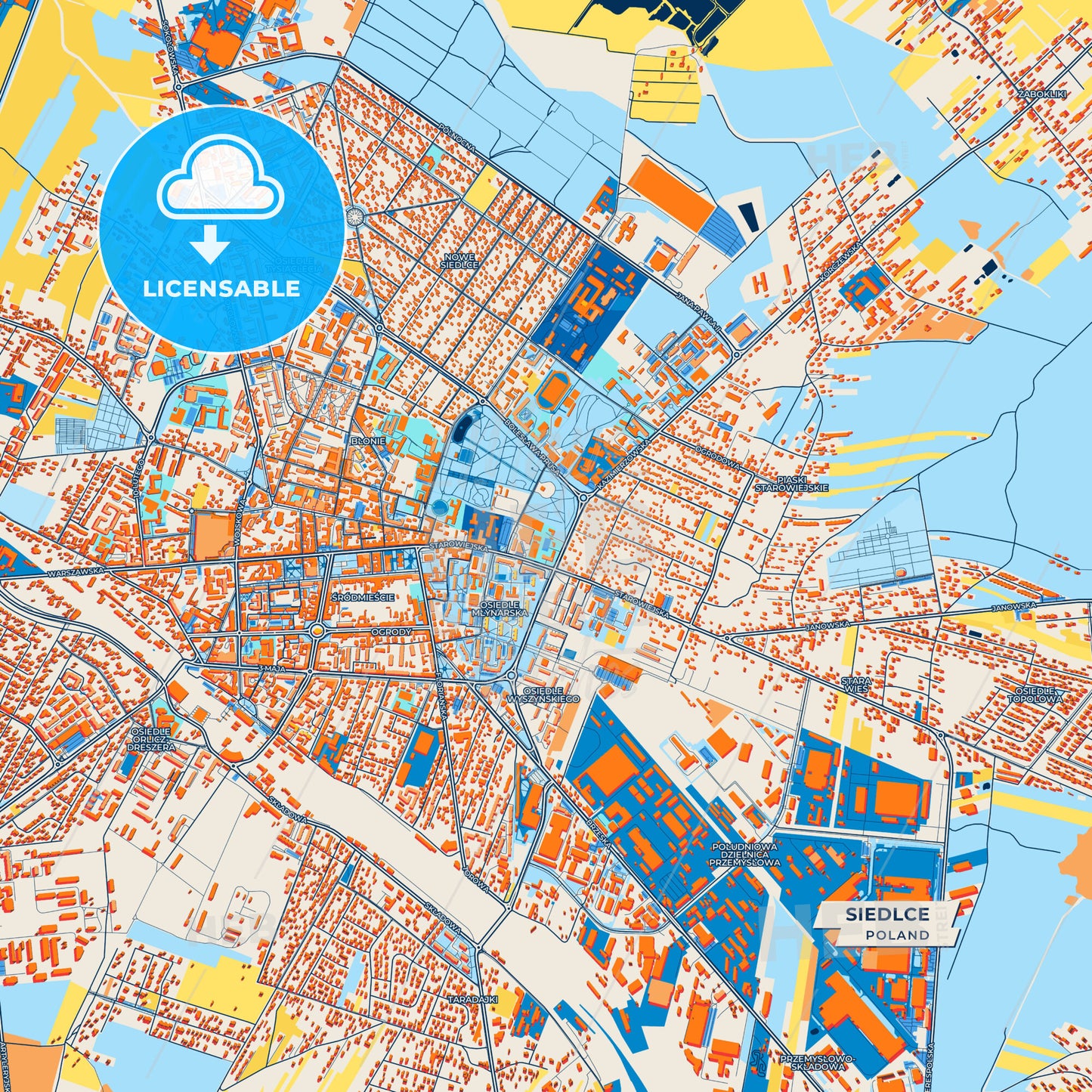 Canvas Print Template of Siedlce Street Map