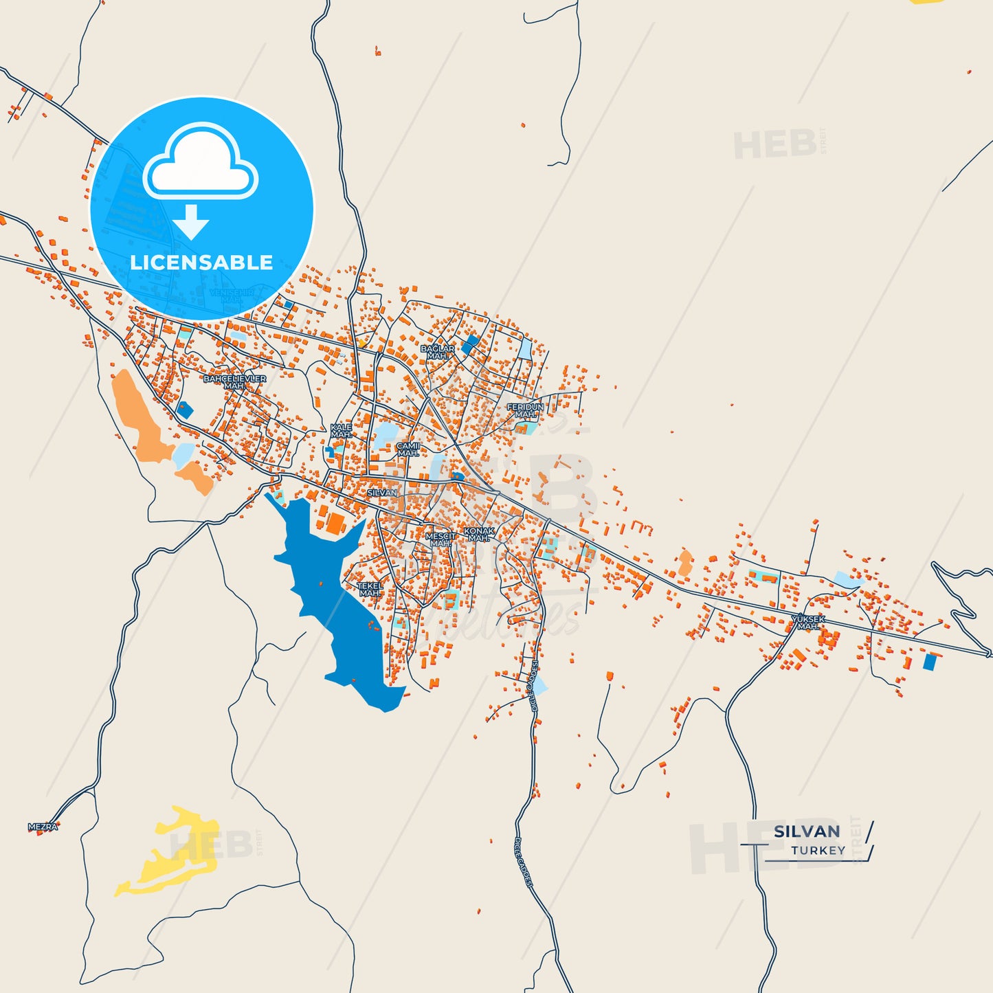 Canvas Print Template of Silvan Street Map