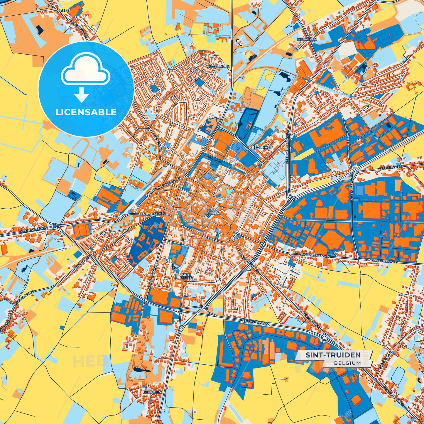 Canvas Print Template of Sint-Truiden Street Map