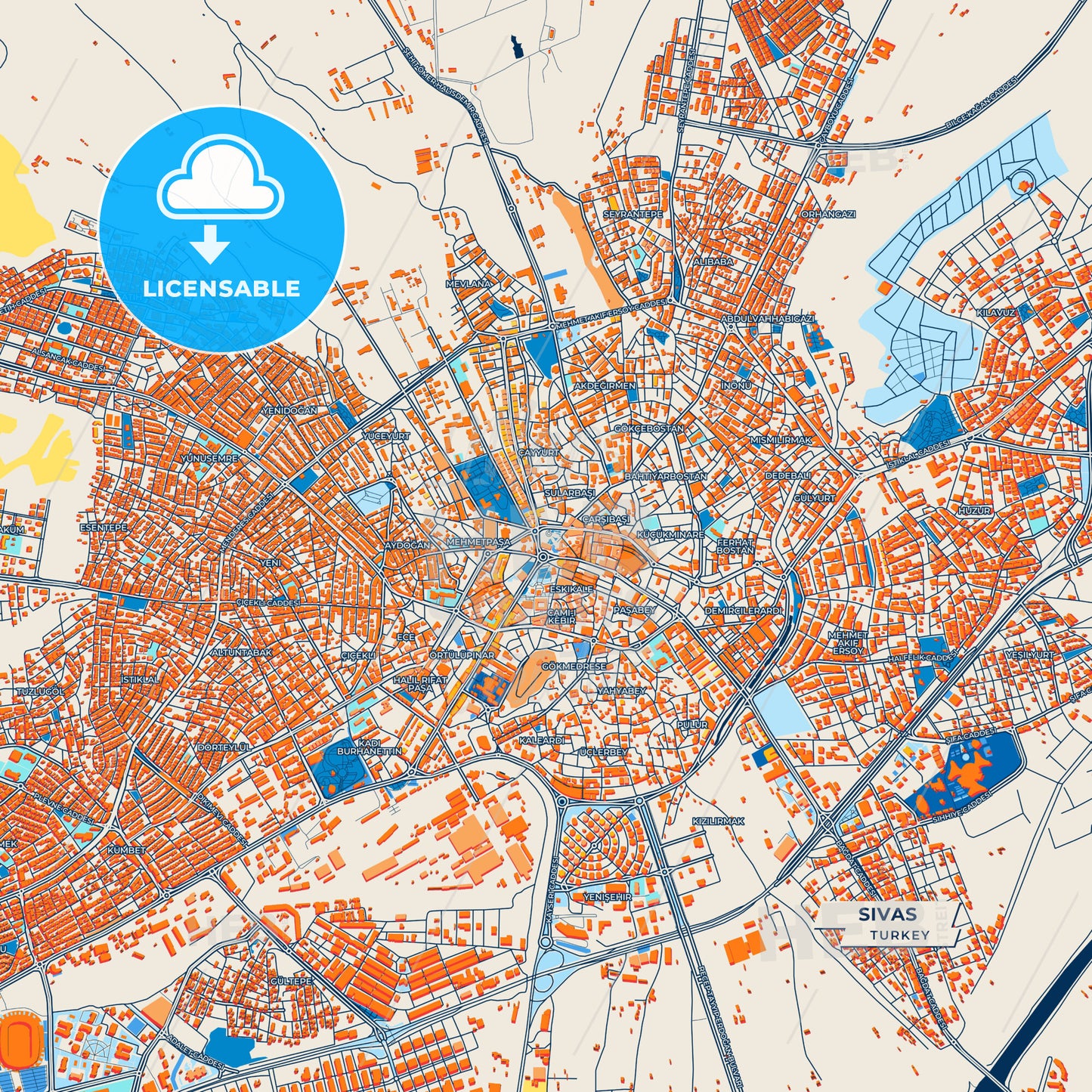 Canvas Print Template of Sivas Street Map