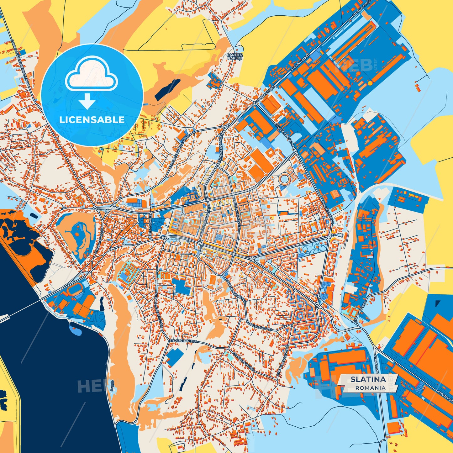 Canvas Print Template of Slatina Street Map