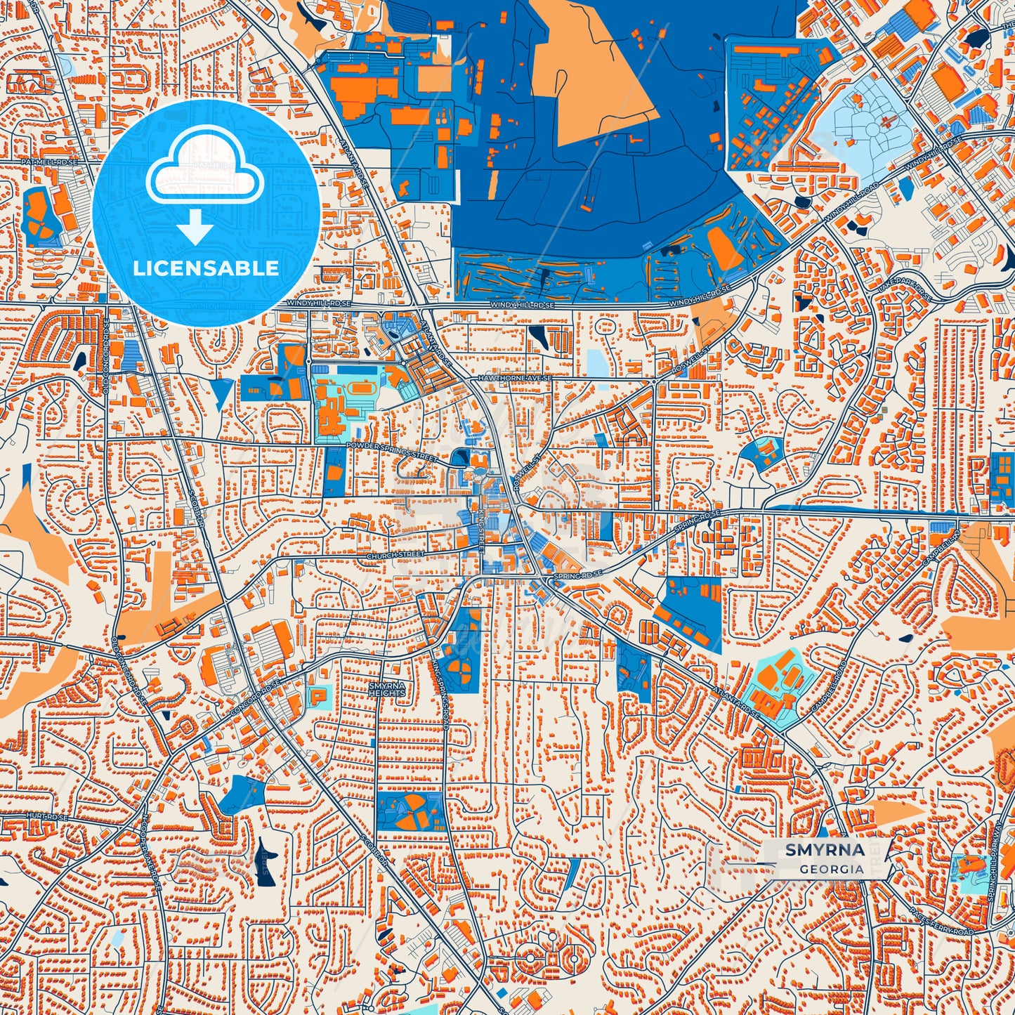 Canvas Print Template of Smyrna Street Map