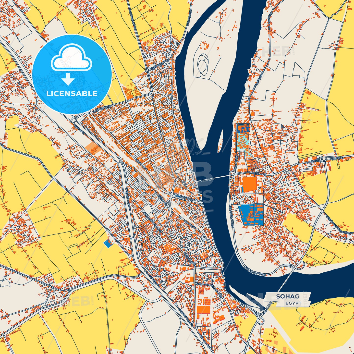Canvas Print Template of Sohag Street Map