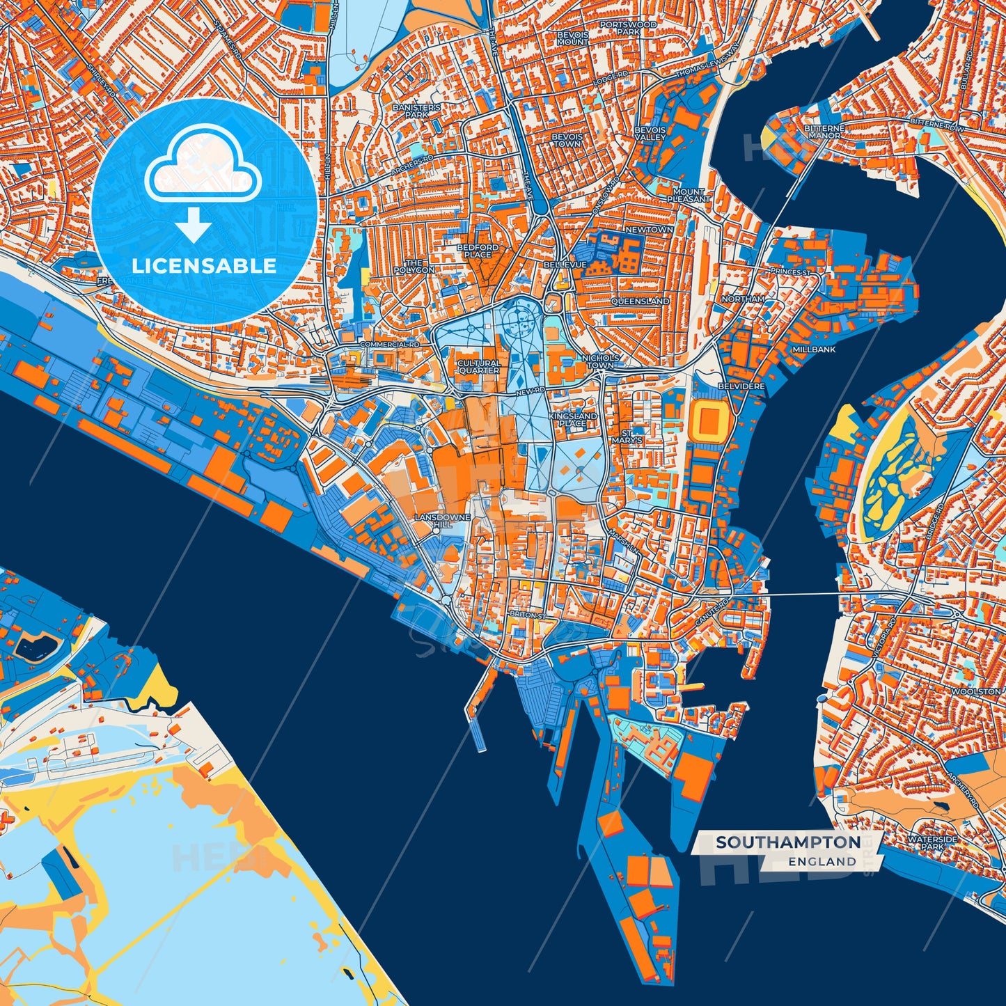 Canvas Print Template of Southampton Street Map