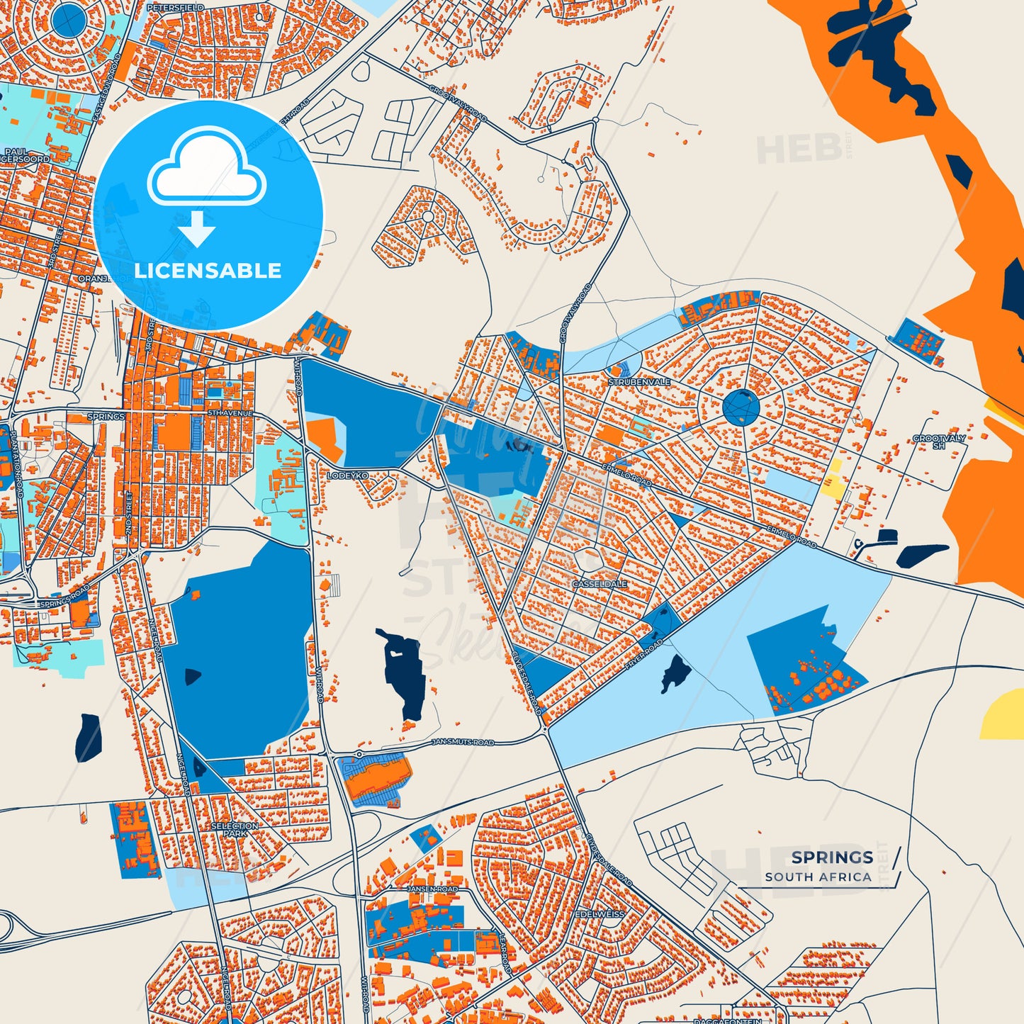 Canvas Print Template of Springs Street Map