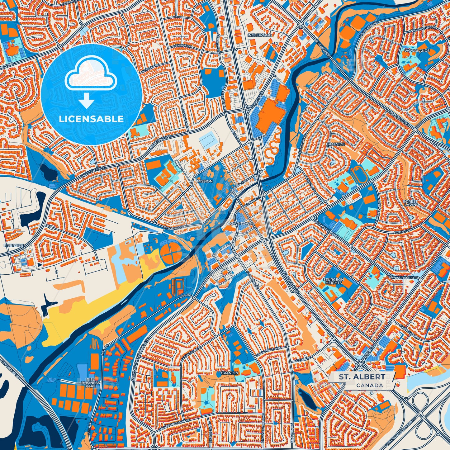 Canvas Print Template of St. Albert Street Map