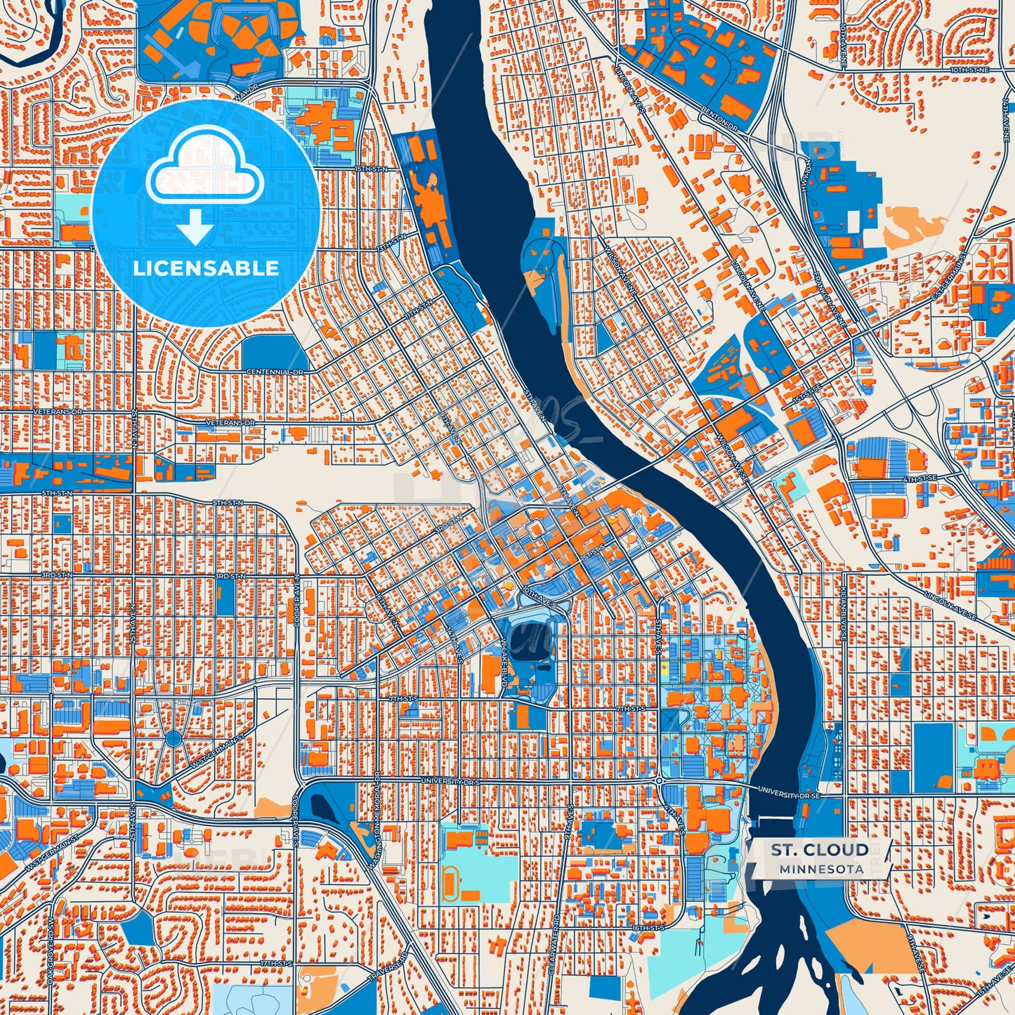 Canvas Print Template of St. Cloud Street Map