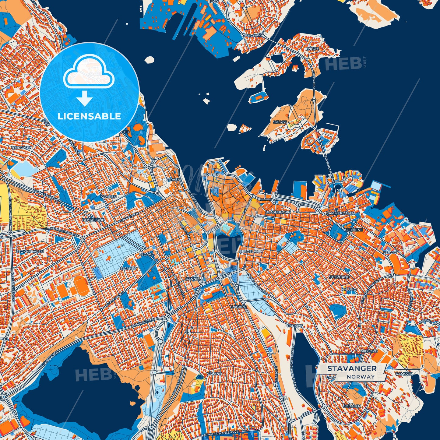Canvas Print Template of Stavanger Street Map