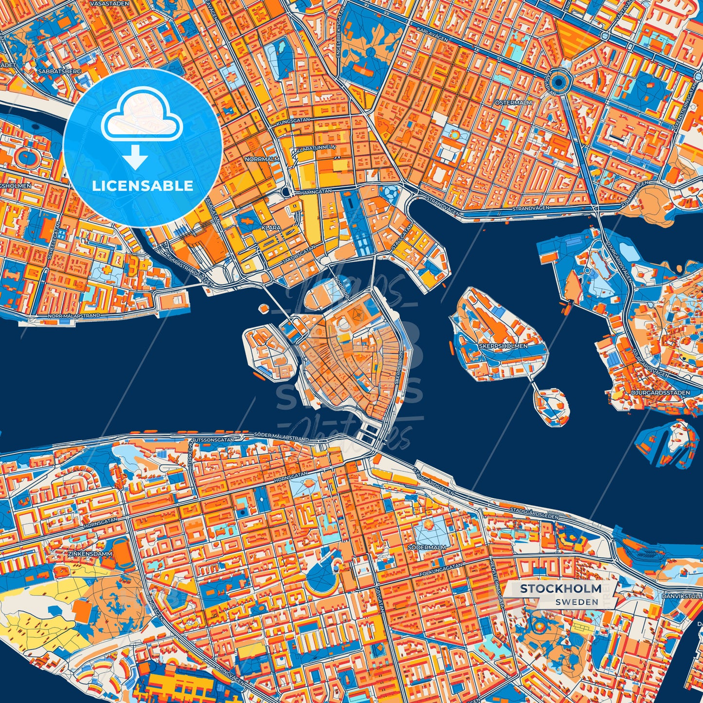 Canvas Print Template of Stockholm Street Map