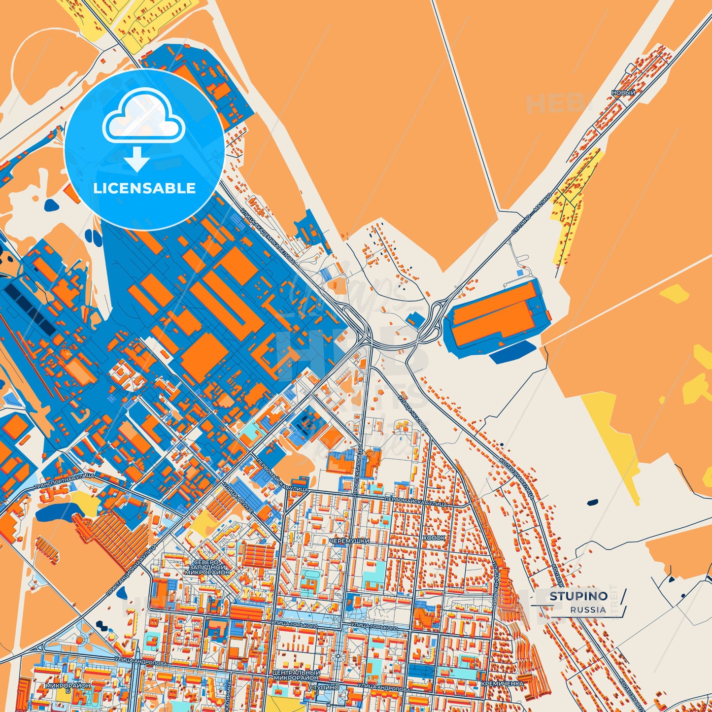 Canvas Print Template of Stupino Street Map