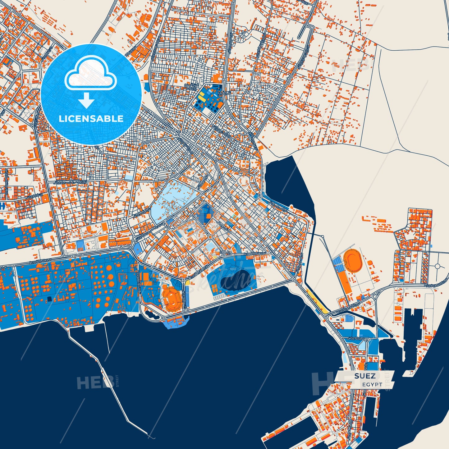 Canvas Print Template of Suez Street Map