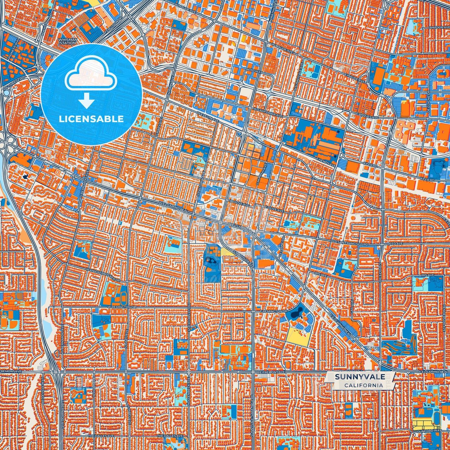 Canvas Print Template of Sunnyvale Street Map