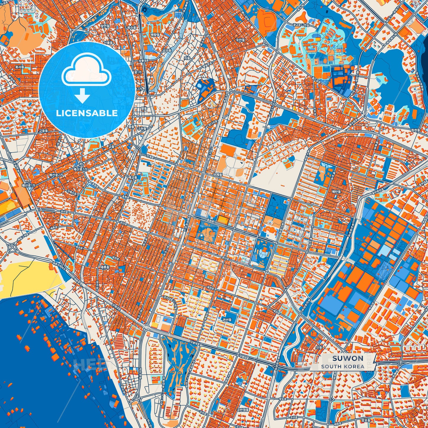Canvas Print Template of Suwon Street Map