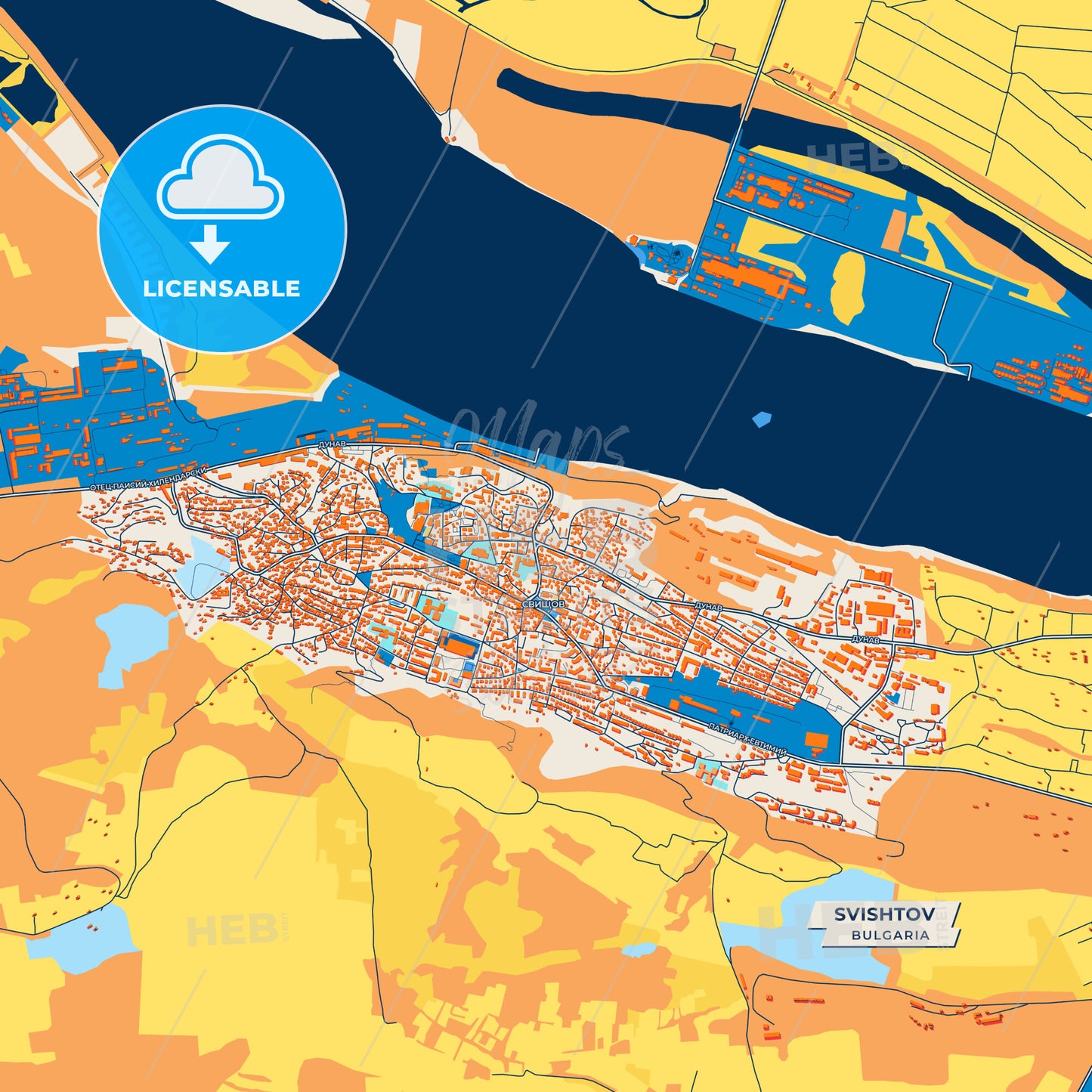Canvas Print Template of Svishtov Street Map