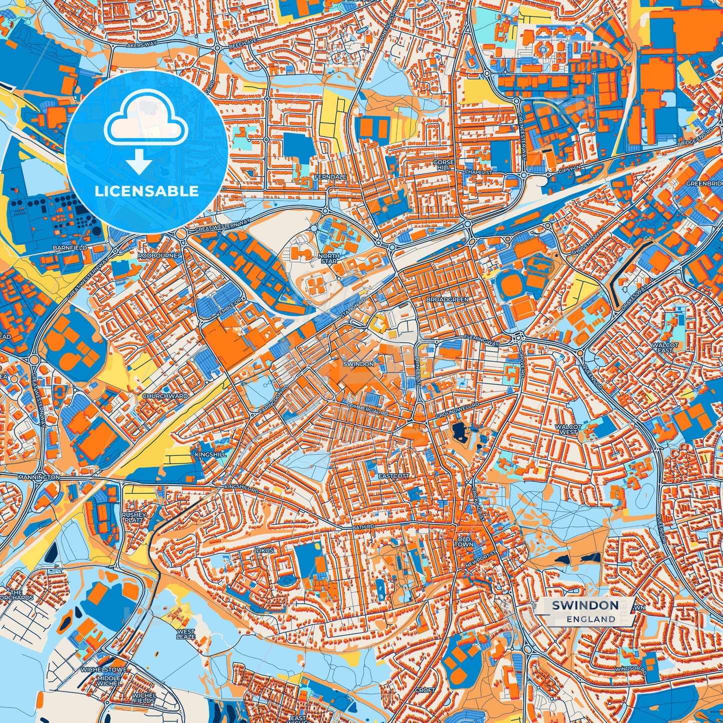 Canvas Print Template of Swindon Street Map