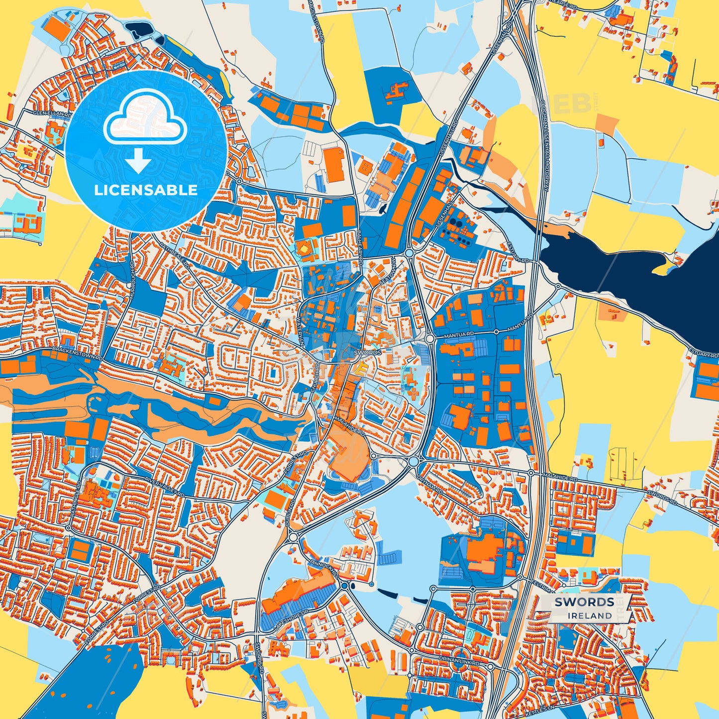 Canvas Print Template of Swords Street Map