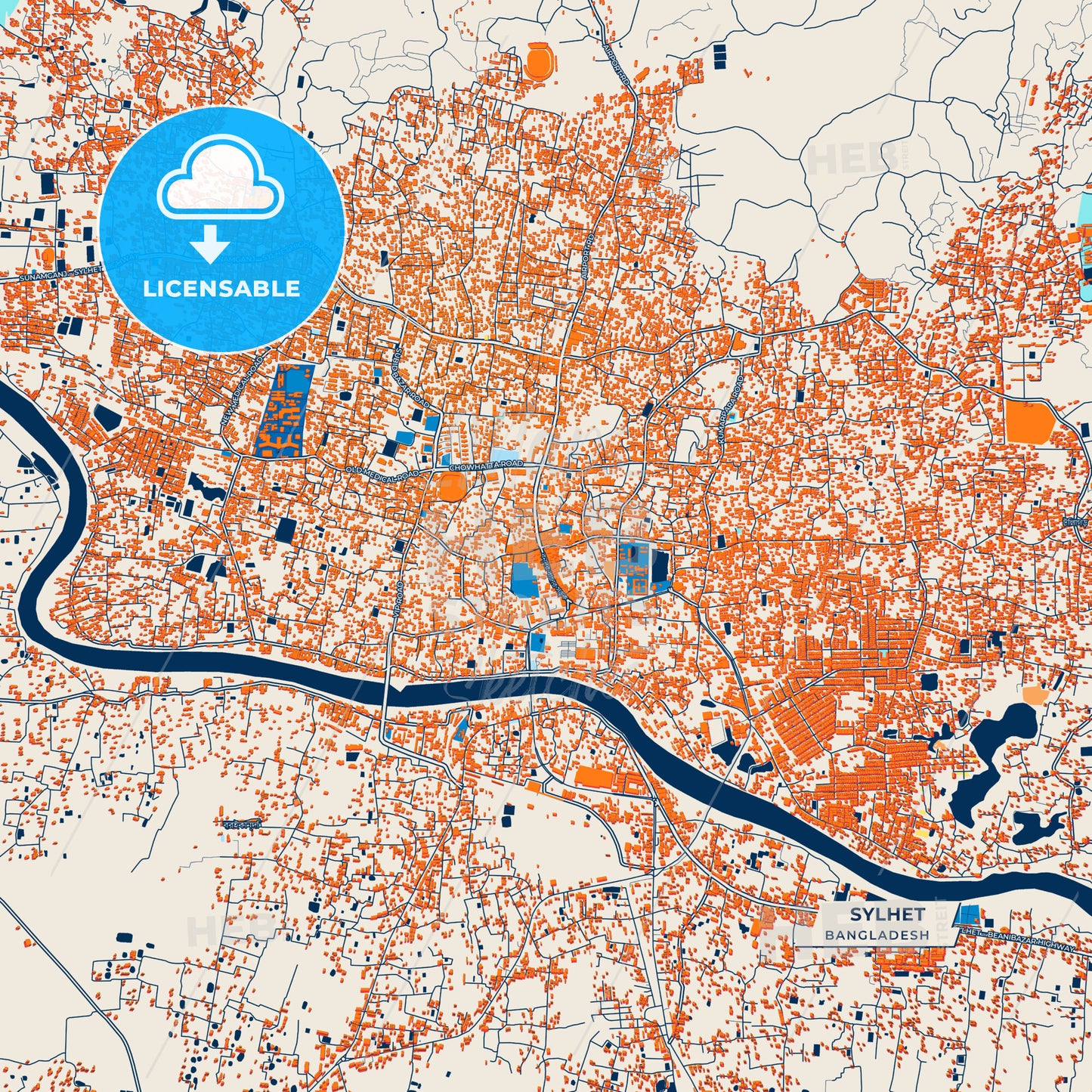Canvas Print Template of Sylhet Street Map