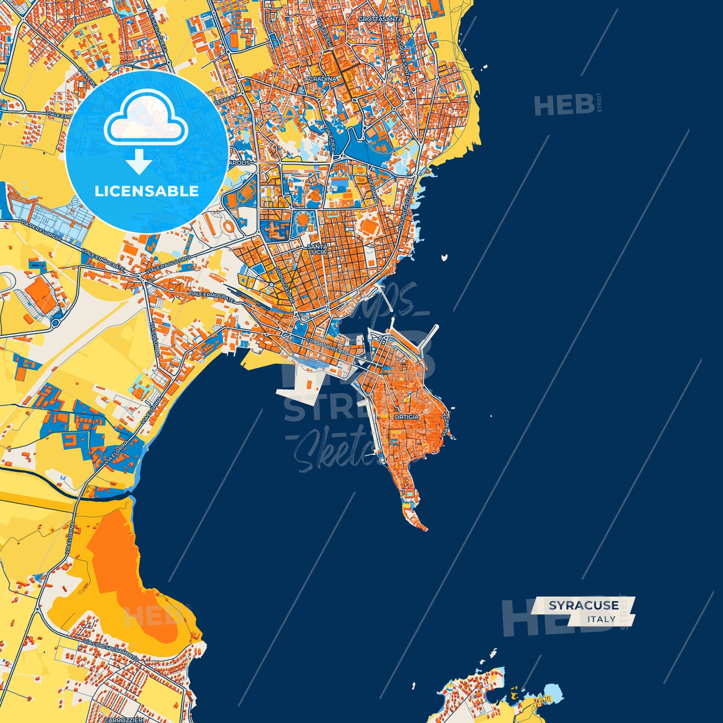 Canvas Print Template of Syracuse Street Map