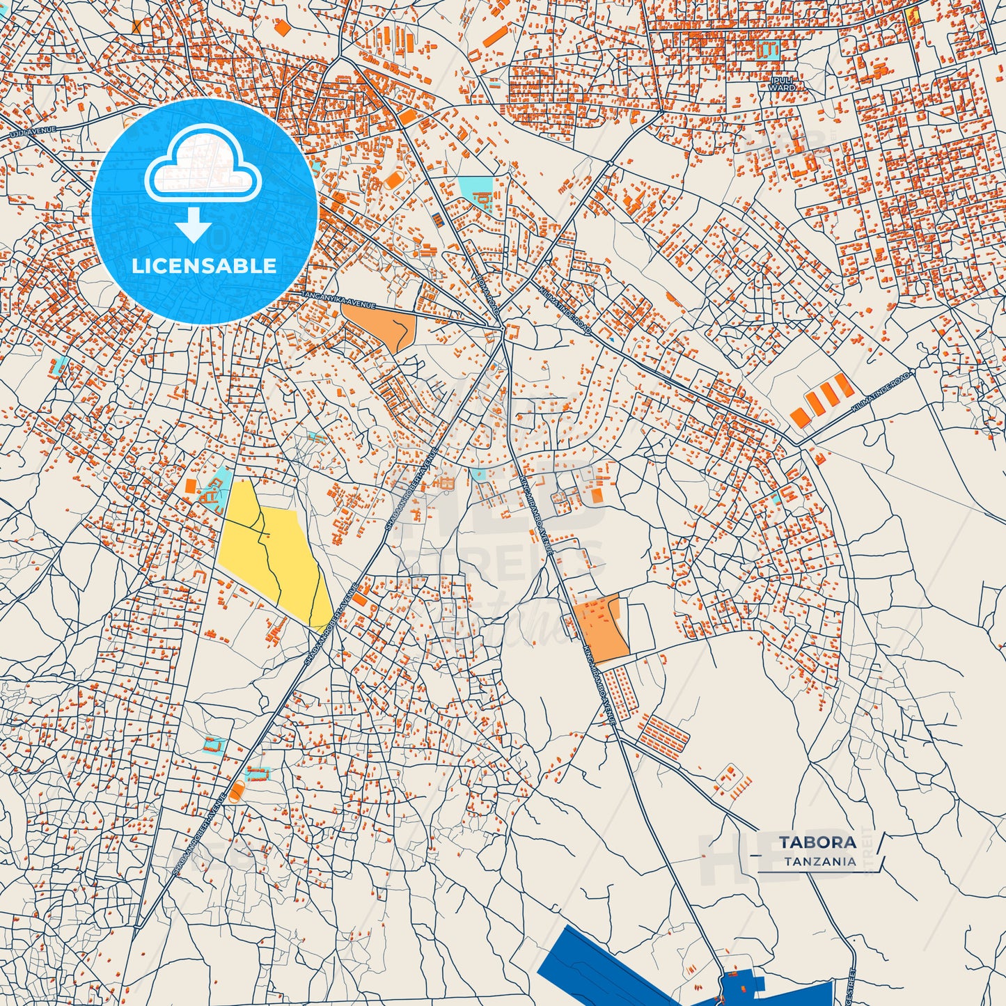 Canvas Print Template of Tabora Street Map
