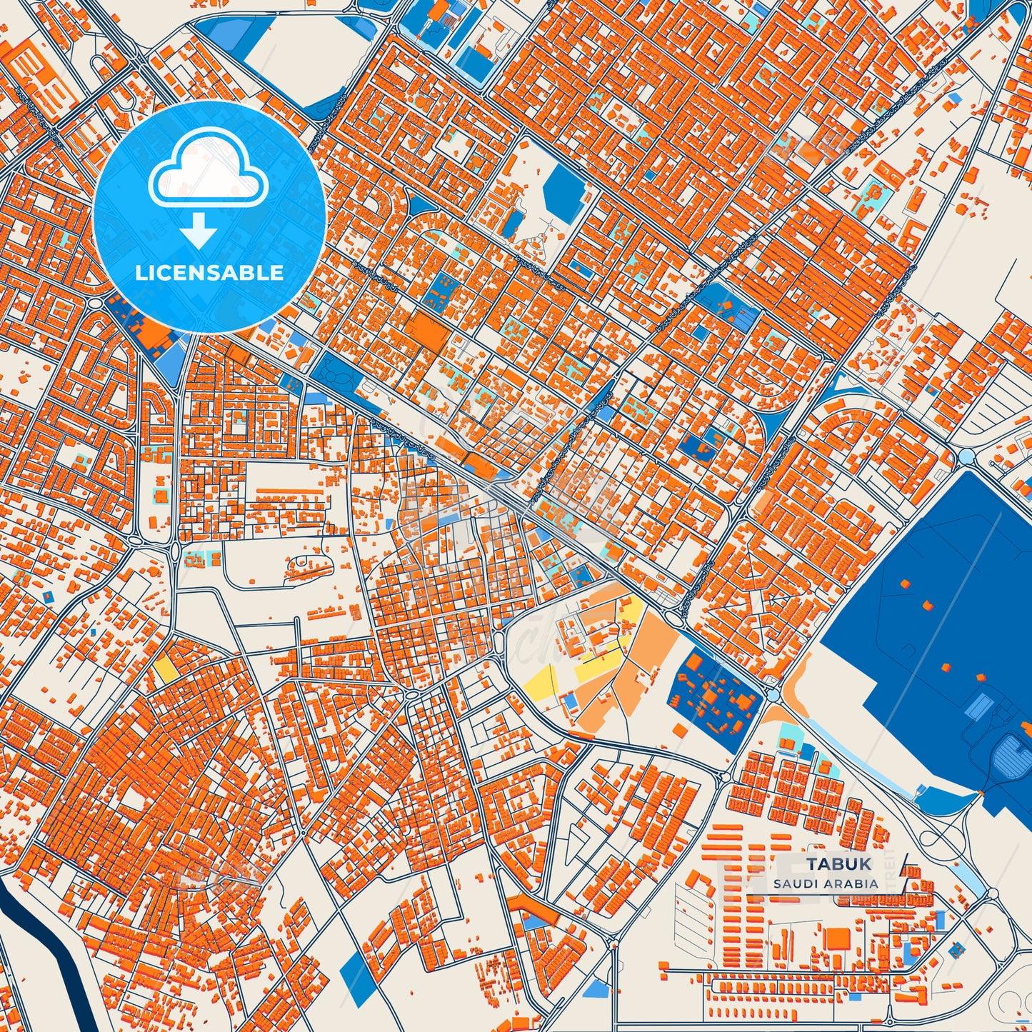 Canvas Print Template of Tabuk Street Map
