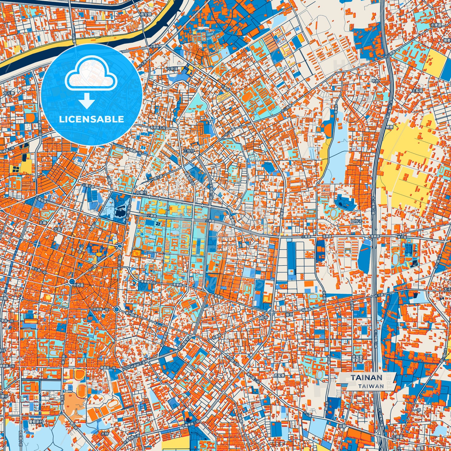 Canvas Print Template of Tainan Street Map