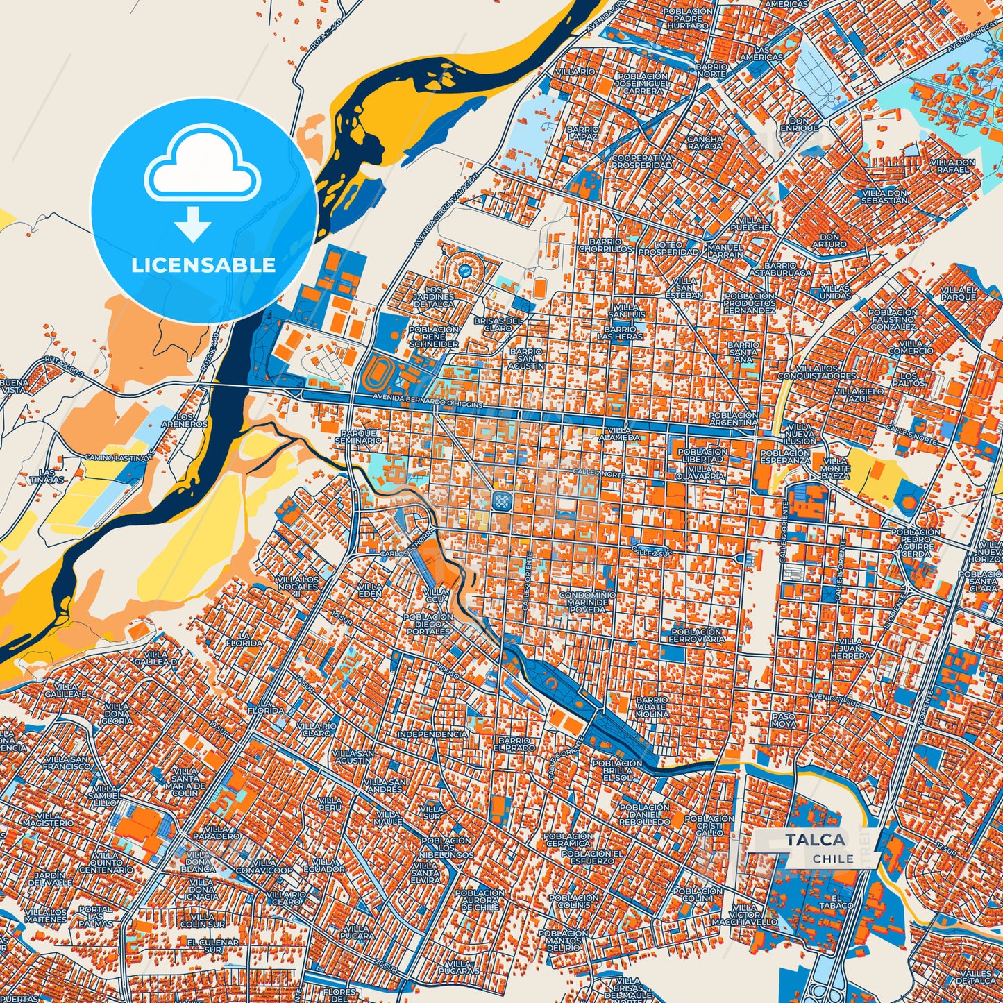Canvas Print Template of Talca Street Map