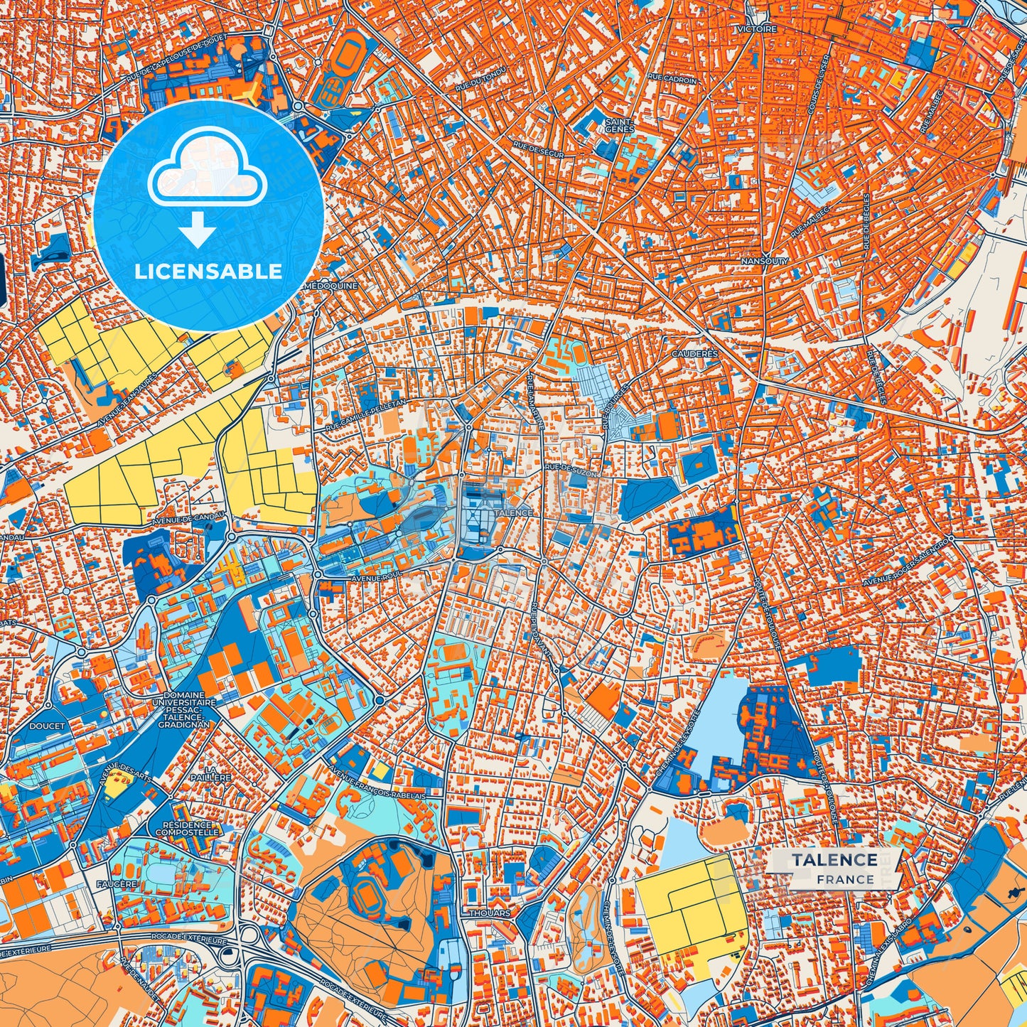 Canvas Print Template of Talence Street Map
