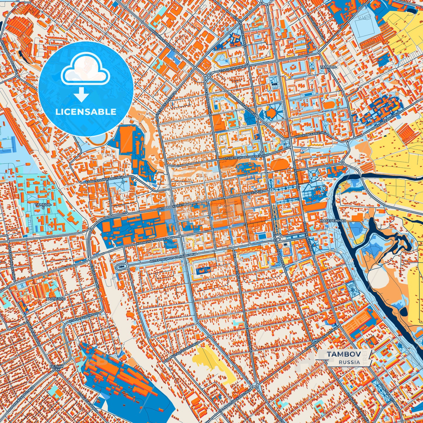 Canvas Print Template of Tambov Street Map