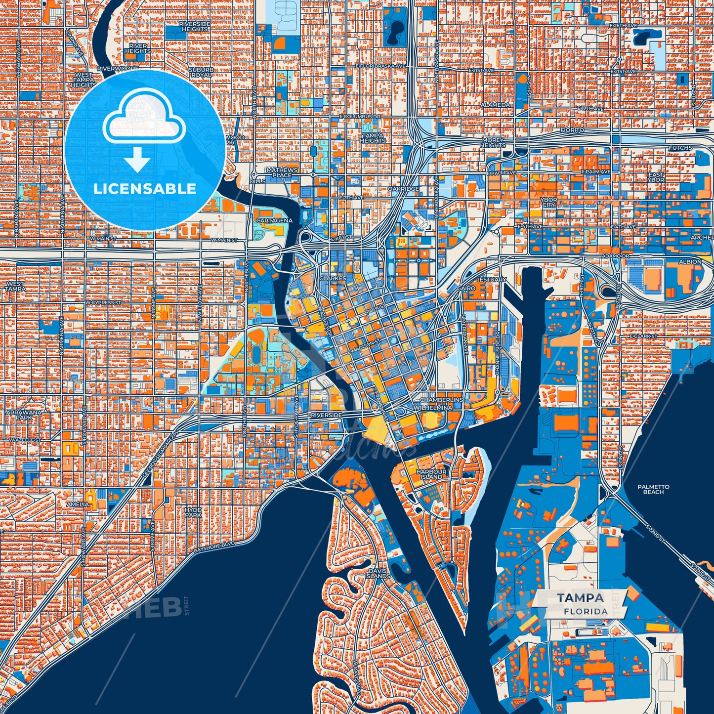 Canvas Print Template of Tampa Street Map