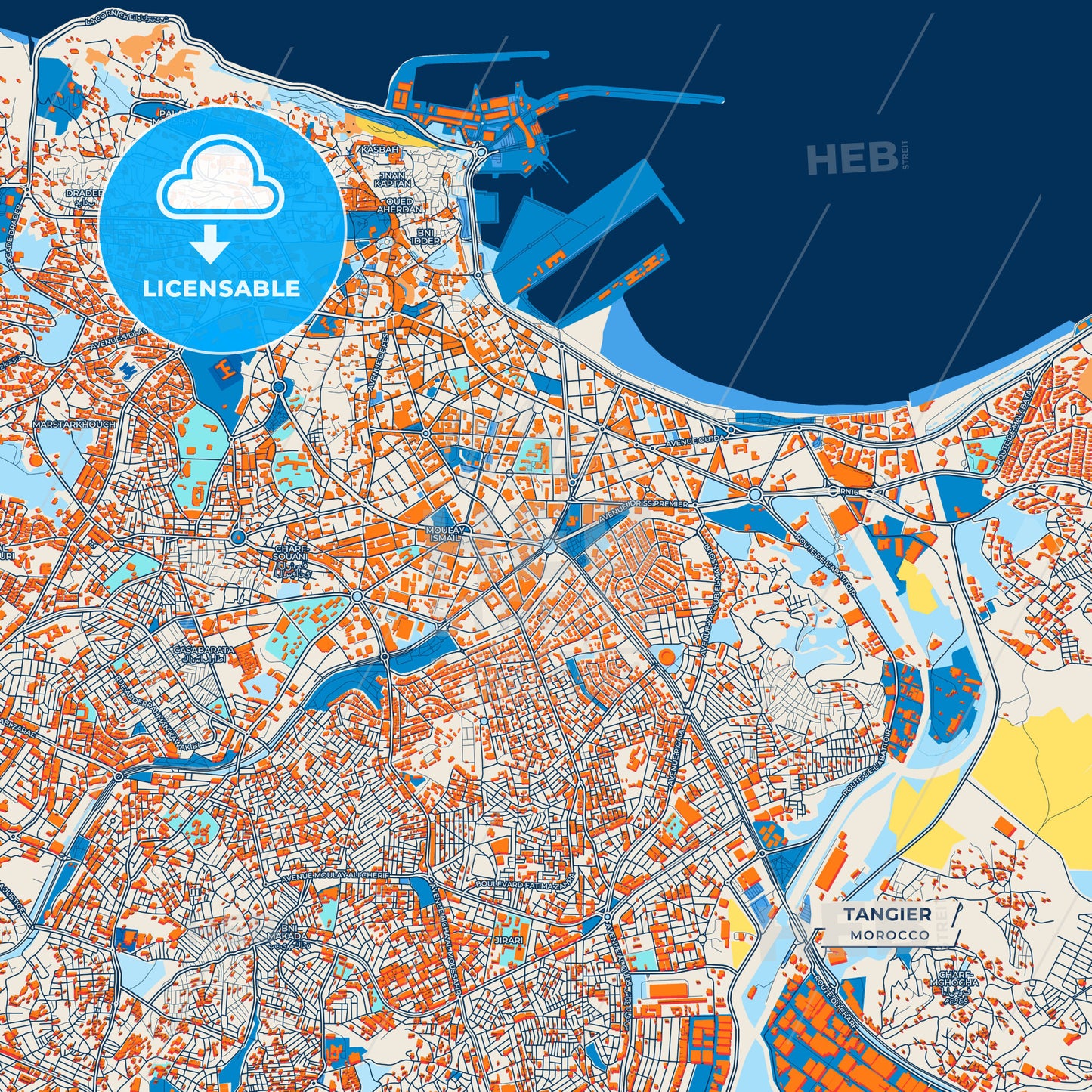 Canvas Print Template of Tangier Street Map