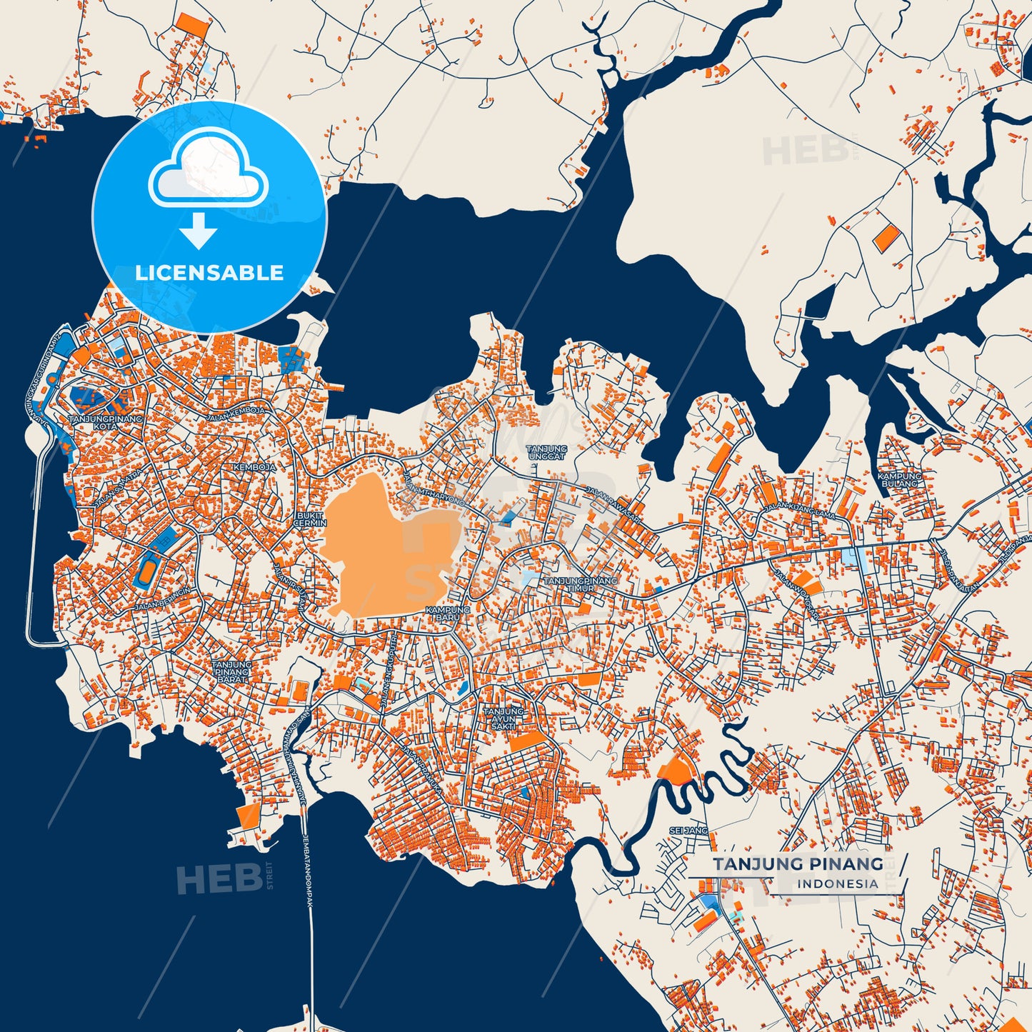Canvas Print Template of Tanjung Pinang Street Map