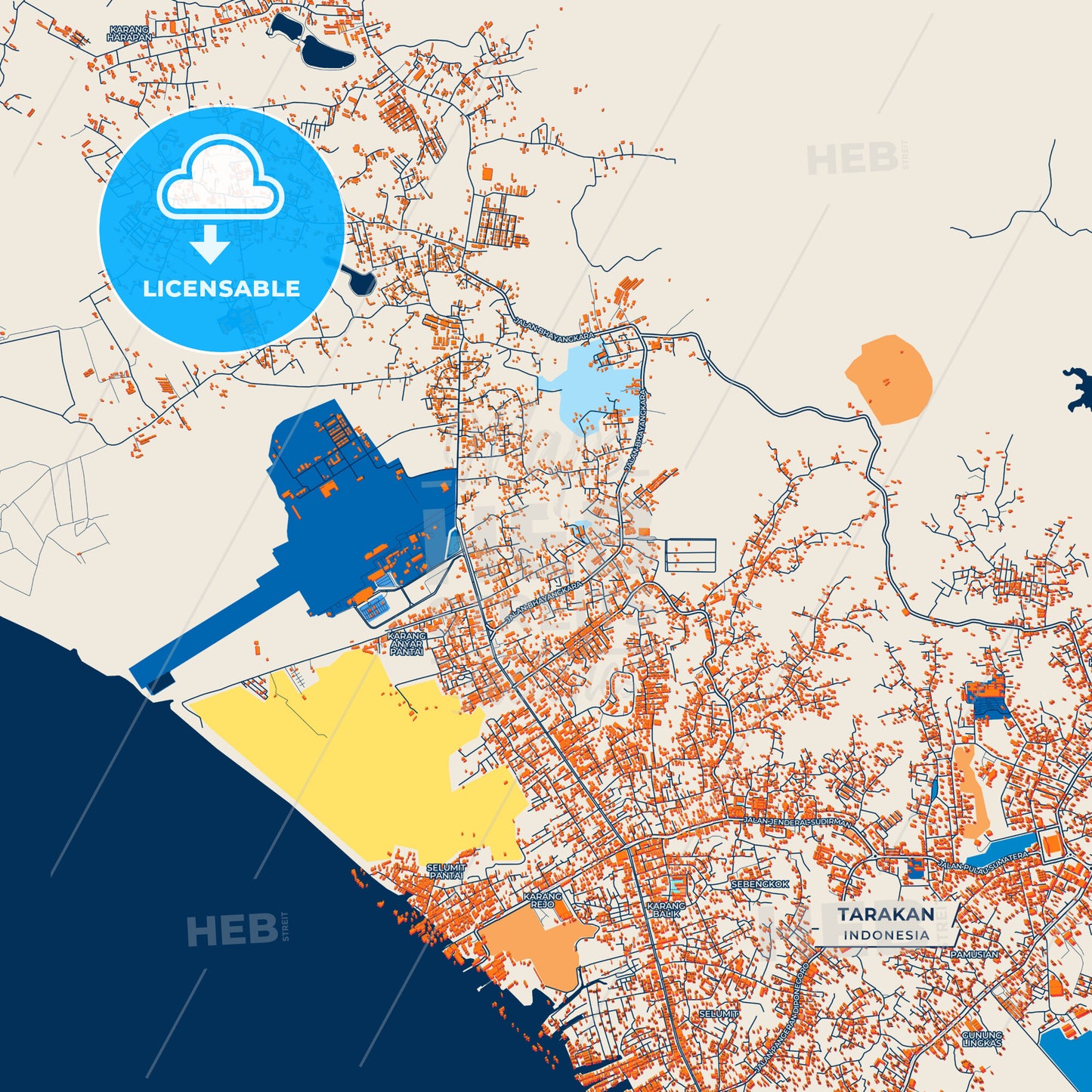 Canvas Print Template of Tarakan Street Map