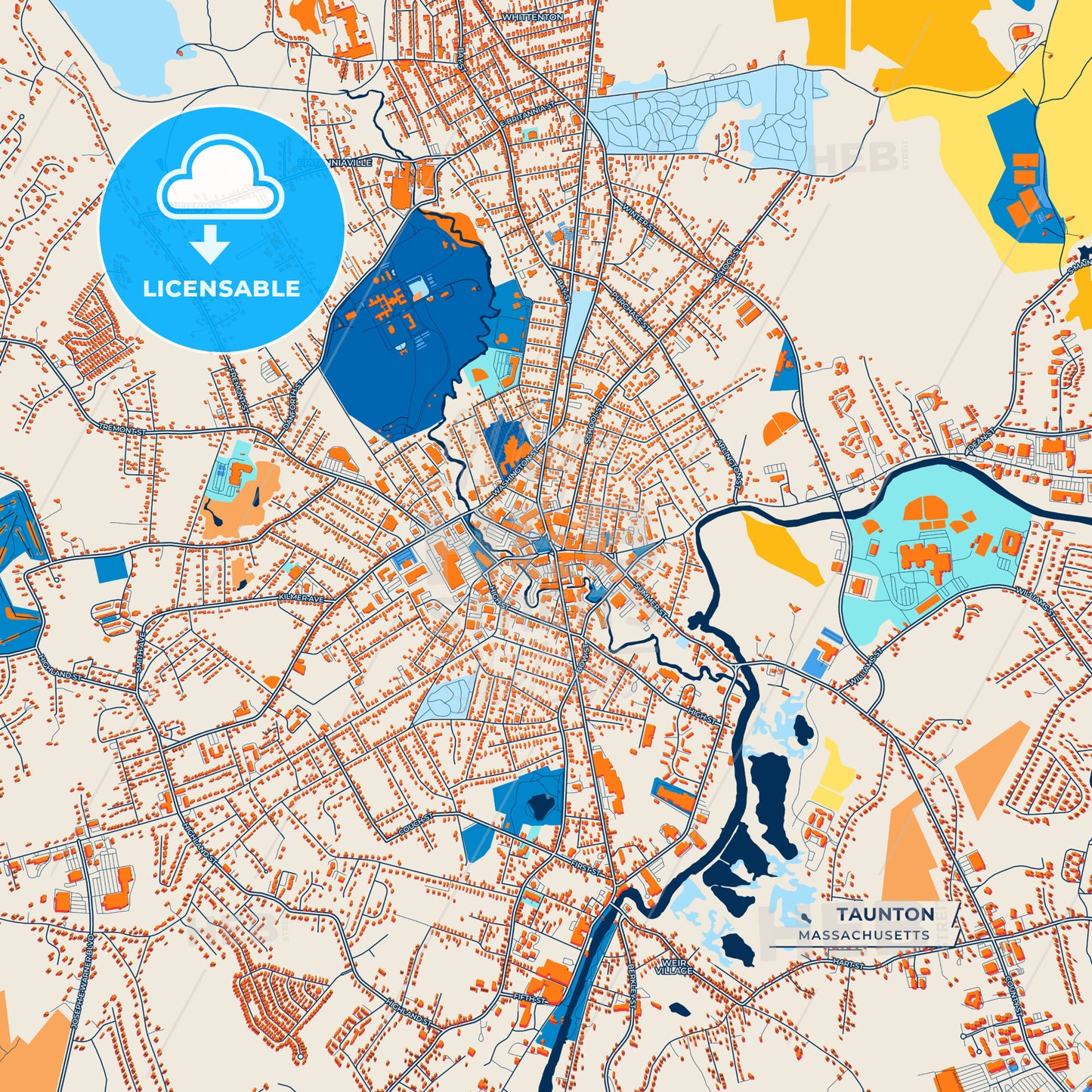 Canvas Print Template of Taunton Street Map