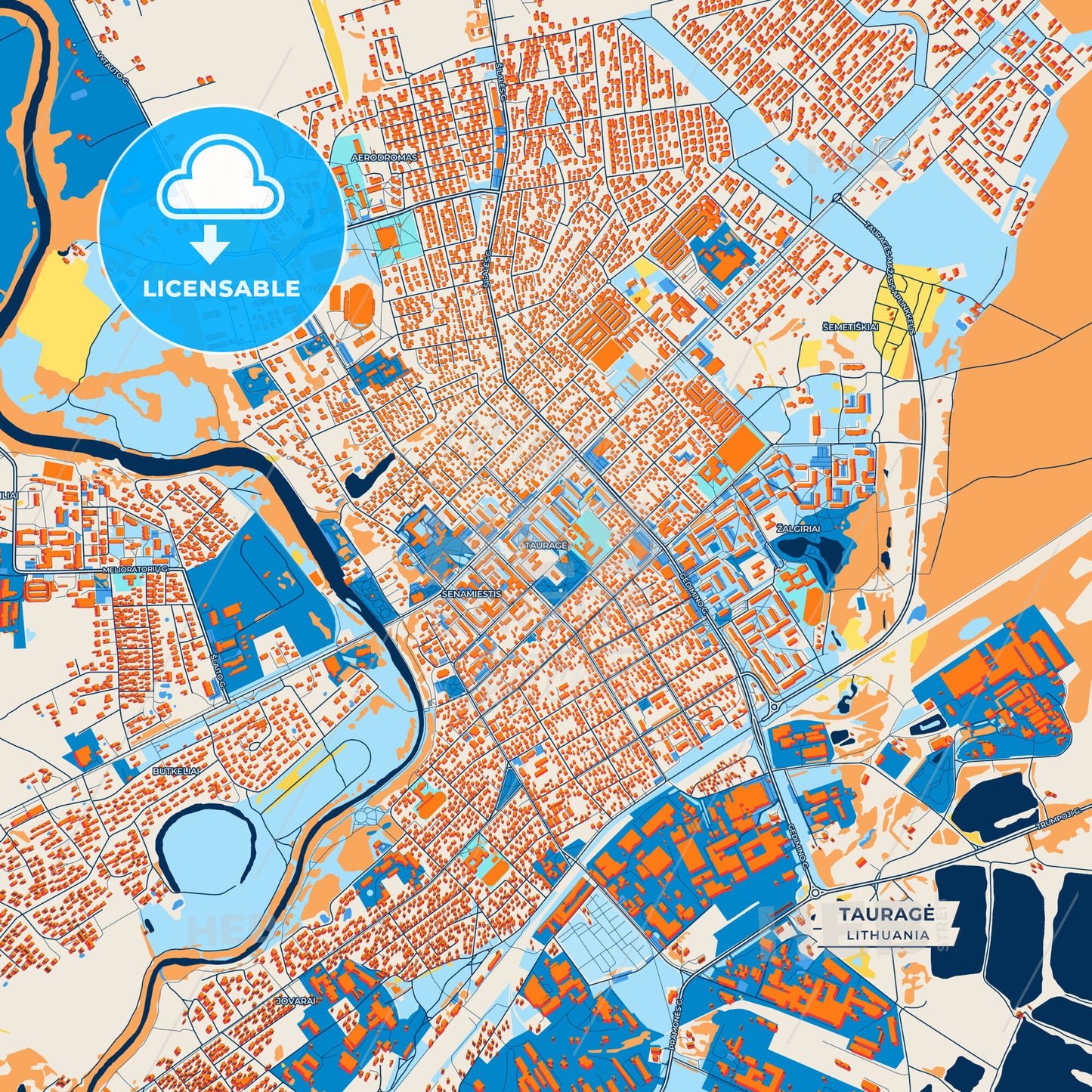 Canvas Print Template of Tauragė Street Map