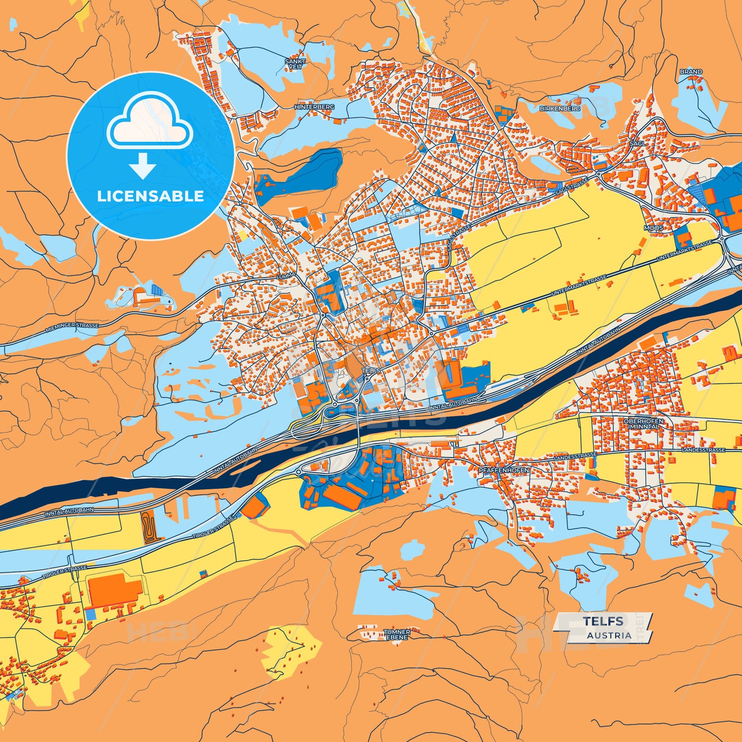 Canvas Print Template of Telfs Street Map