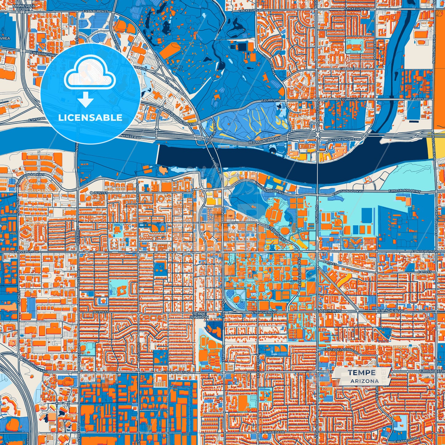 Canvas Print Template of Tempe Street Map