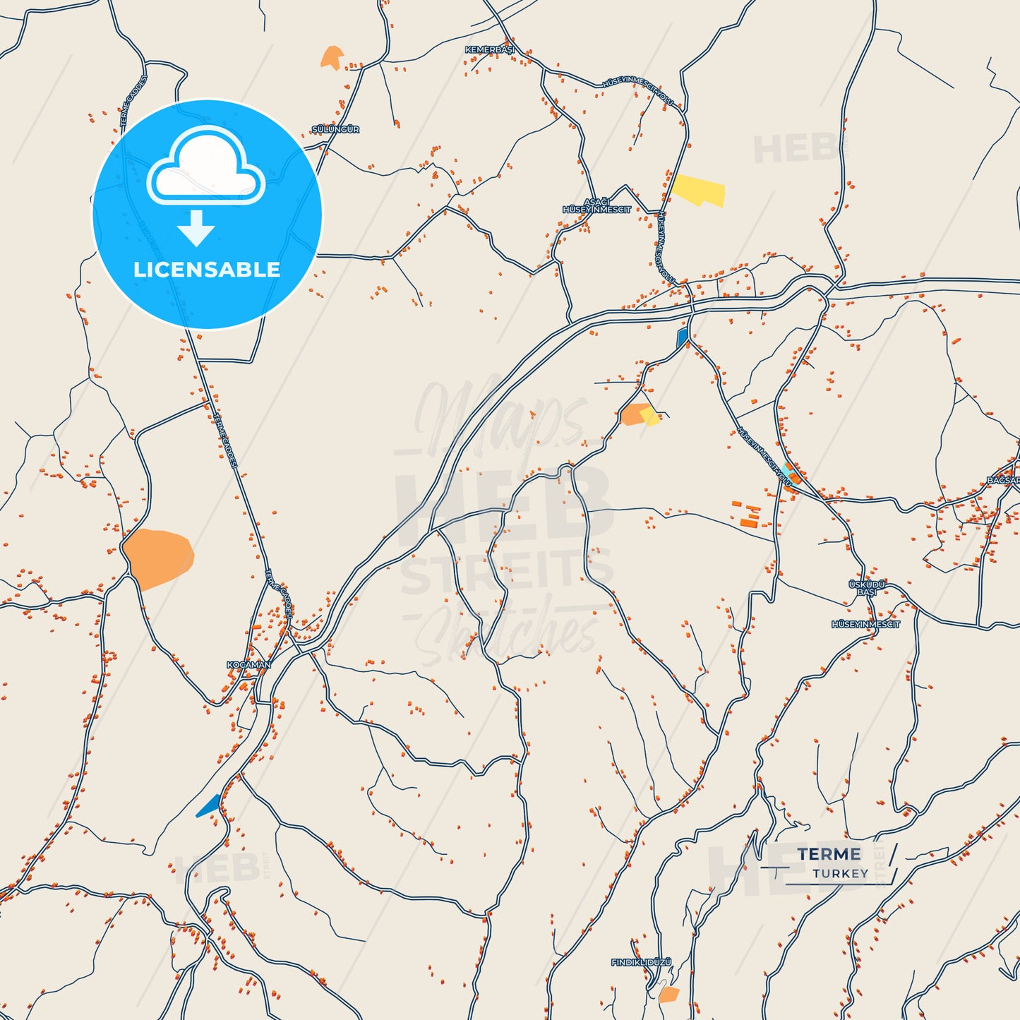 Canvas Print Template of Terme Street Map