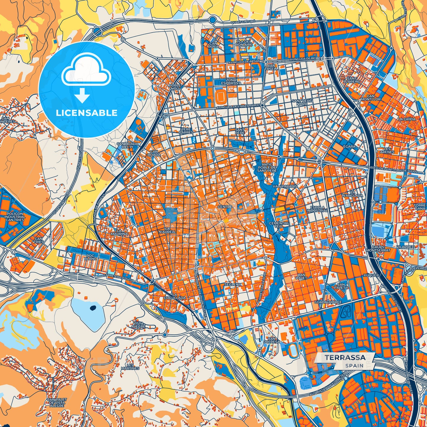 Canvas Print Template of Terrassa Street Map