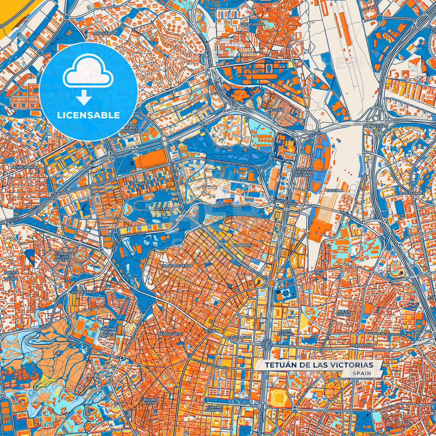 Canvas Print Template of Tetuán de las Victorias Street Map