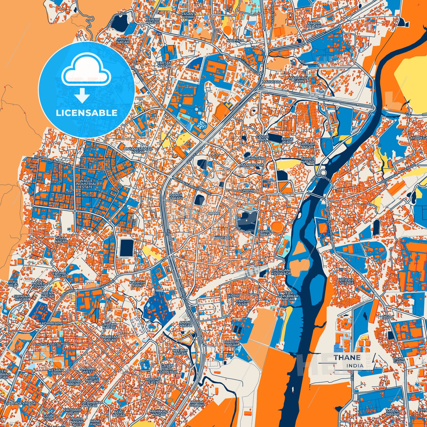 Canvas Print Template of Thane Street Map