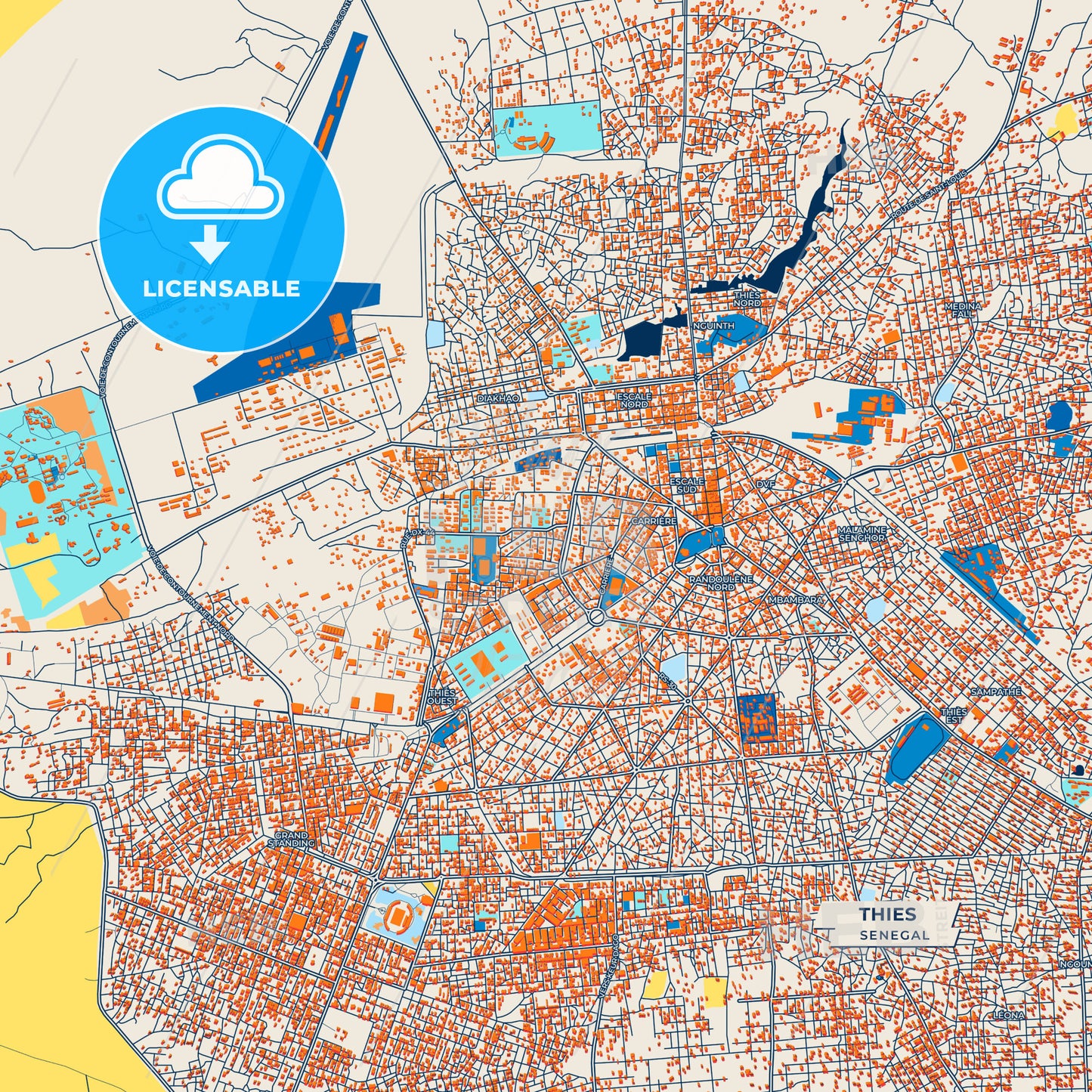 Canvas Print Template of Thies Street Map