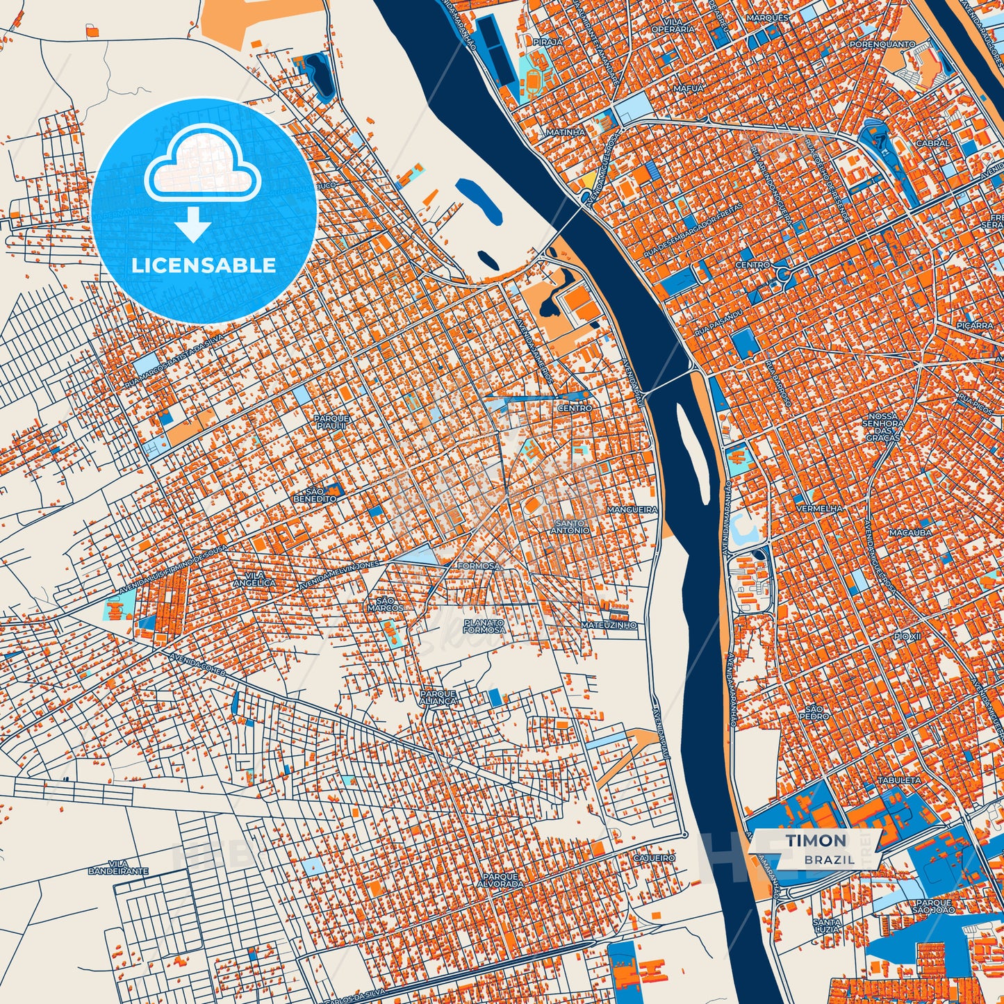 Canvas Print Template of Timon Street Map