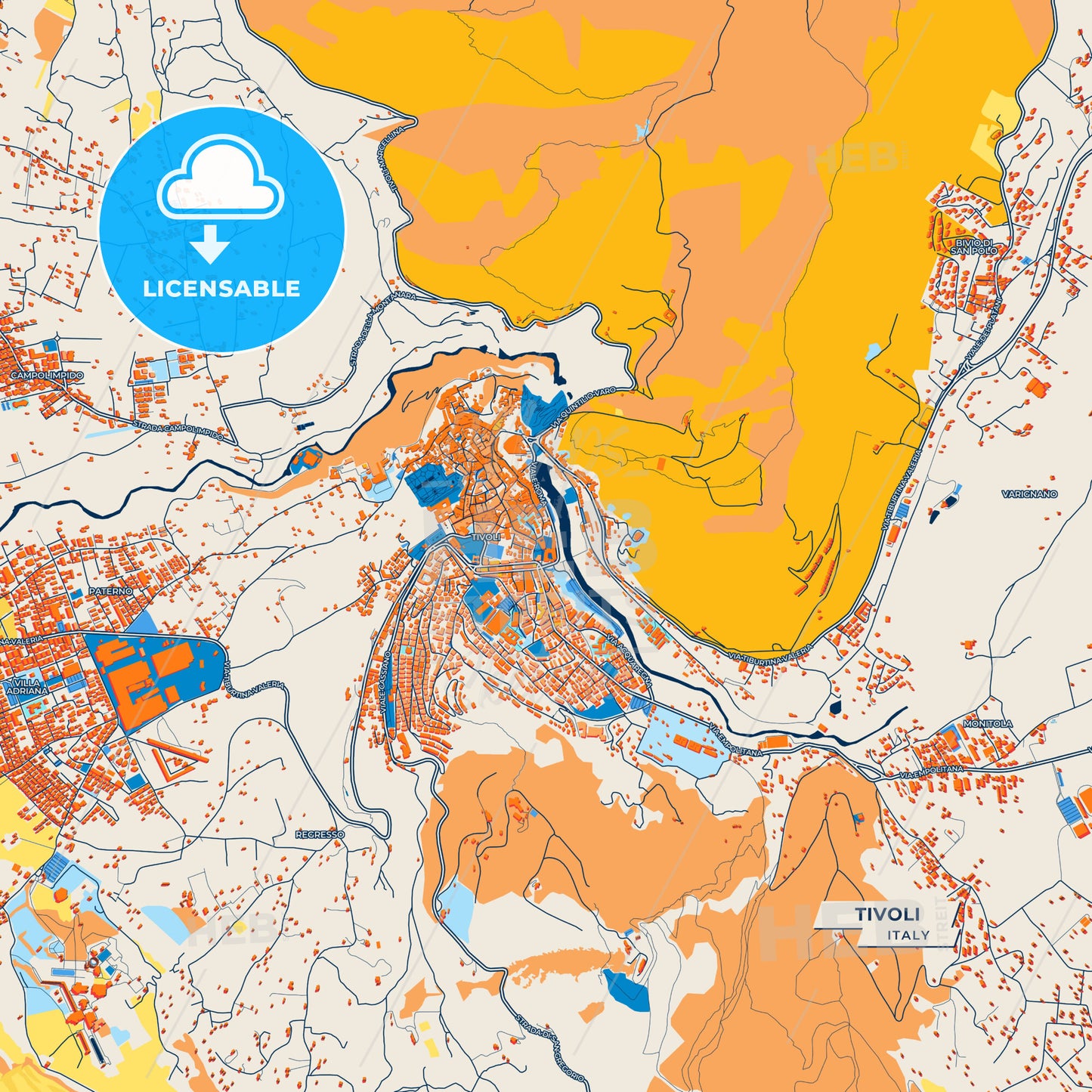 Canvas Print Template of Tivoli Street Map